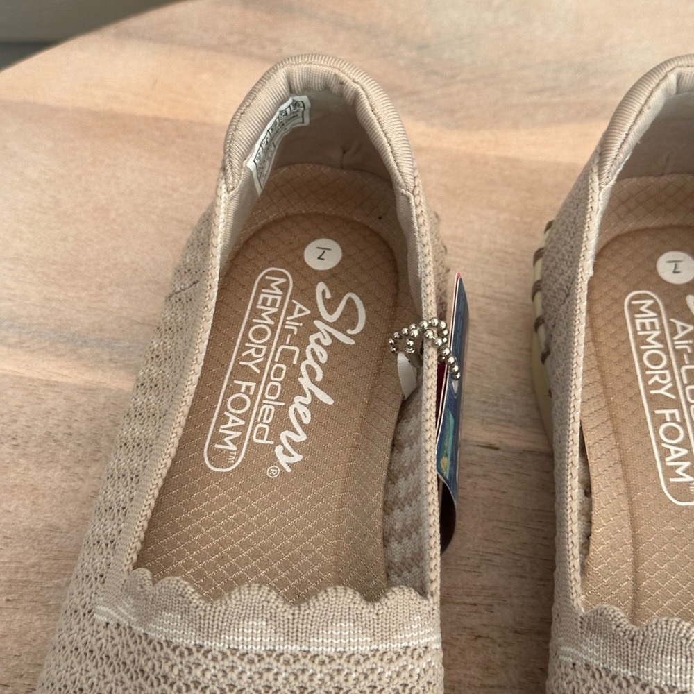 Skechers Women's Slip-On Knit Loafers in Beige - Picture 3 of 12